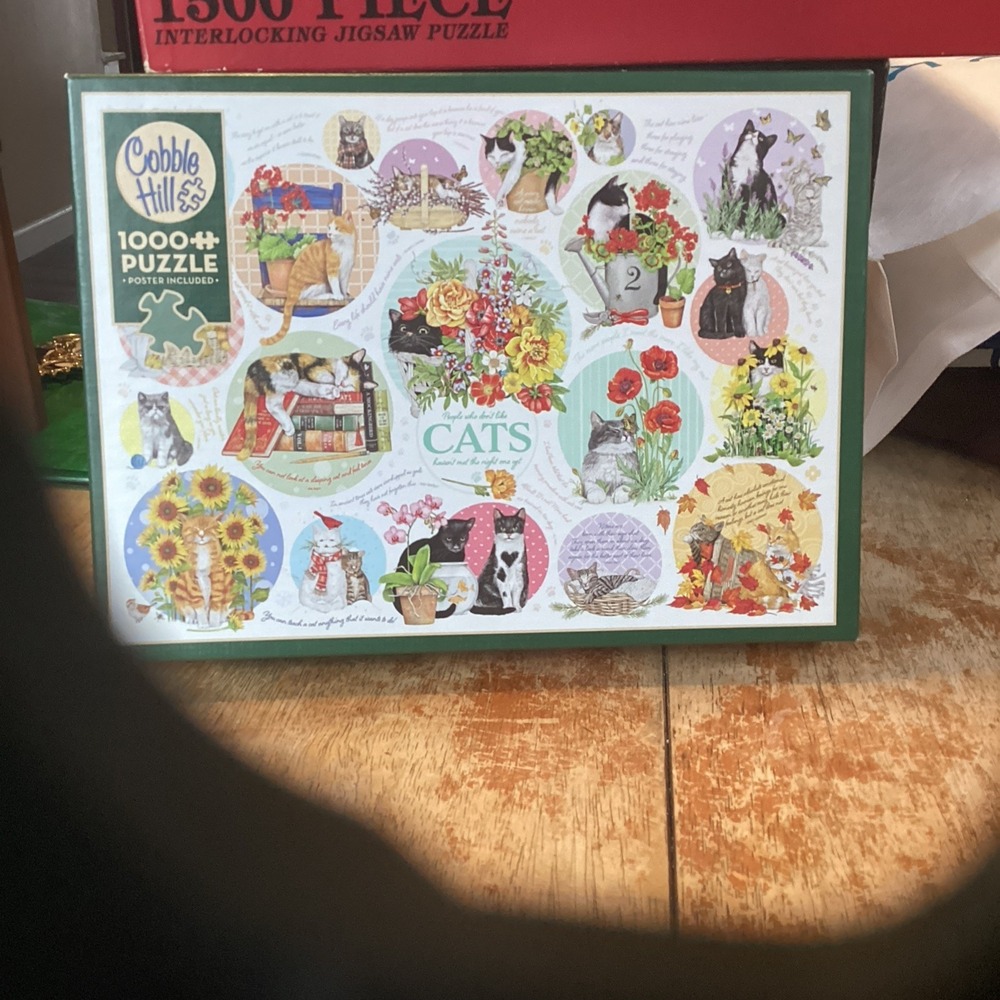 Cobble Hill Cat Thoughts 1000 Piece Jigsaw Puzzle 40298 Cats Floral